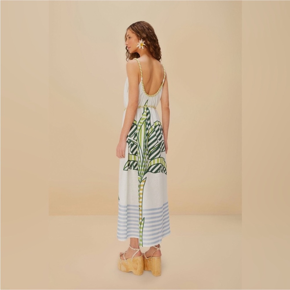 Farm Rio: Off-White Banana Tree Premium Linen Maxi Dress
